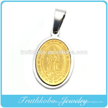 Truthkobo Dois Tons Virgen De Guadalupe Ouro E Prata Oração De Aço Inoxidável Colar De Pingente De Jóias Medalhas